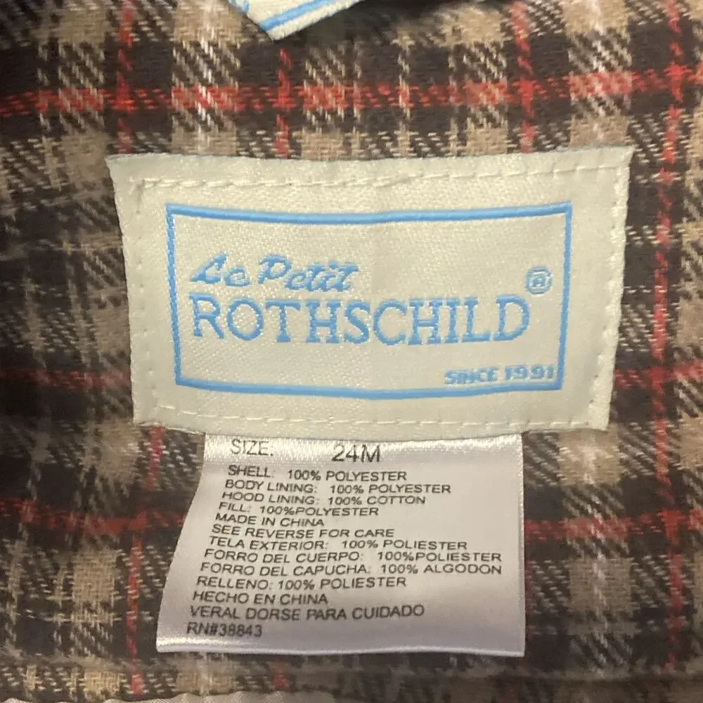 NWT Le Petit Rothschild Plush Snowsuit Soft Hood Baby Size 24 Months Cream Dog